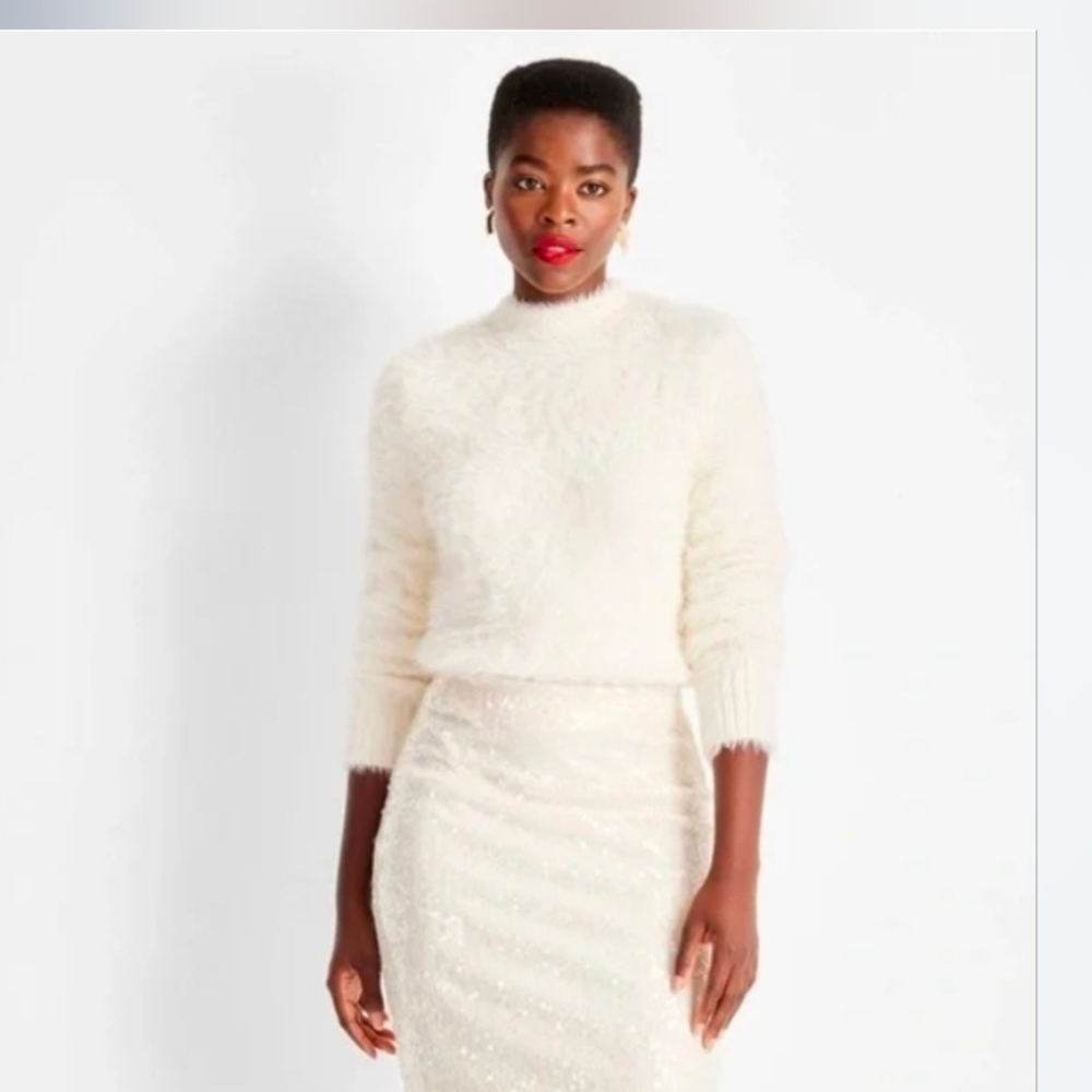 Future Collective Women's Crewneck Eyelash Sweater Cream